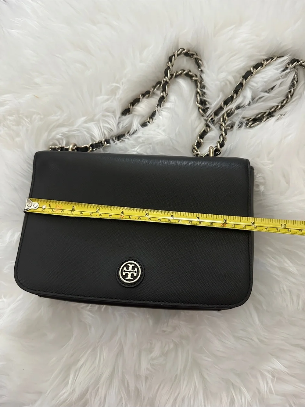 Tory Burch Black Leather Crossbody with Gold-Tone Logo